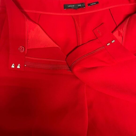 Lafayette 148 New York Clinton Cuffed Pants Red Creased Trousers Size 6 - Picture 13 of 16